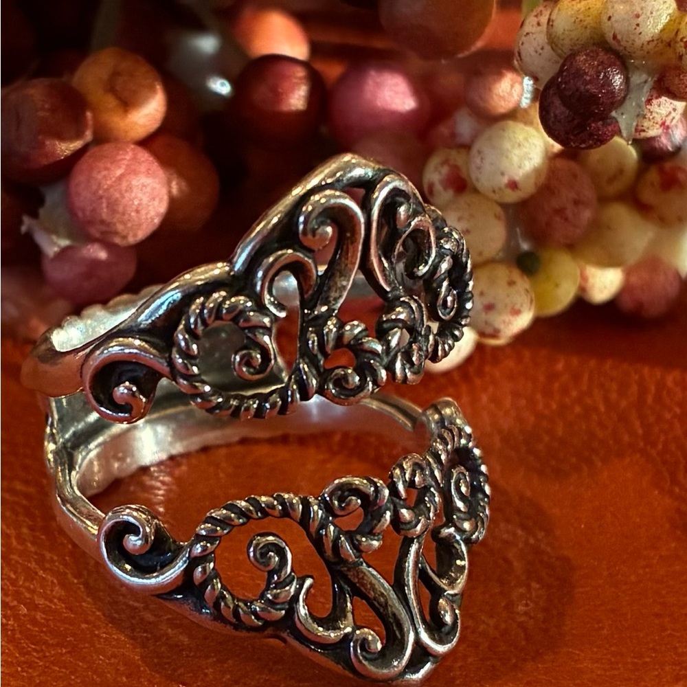 Carolyn Pollack Relios Sterling Silver Unique Oxidized Filigree Ring Size 7